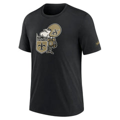 New Orleans Saints Rewind Logo Tri-Blend T-Shirt - Black T-shirts