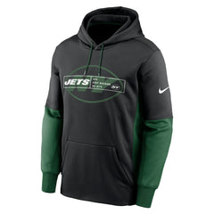 New York Jets Color Block Fleece Performance Pullover Hoodie - Black Hoodies