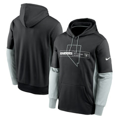 Las Vegas Raiders Color Block Fleece Performance Pullover Hoodie - Black Hoodies