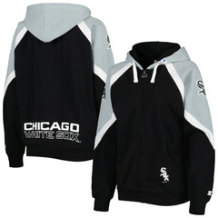 Chicago White Sox Starter Women's Hail Mary Full-Zip Hoodie - Black/Silver Hoodies