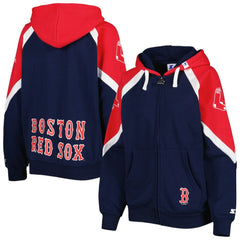 Boston Red Sox Starter Women's Hail Mary Full-Zip Hoodie - Navy/Red Hoodies