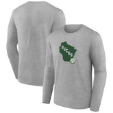 Milwaukee Bucks Alternate Logo Long Sleeve T-Shirt Gray