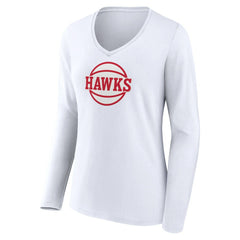 Atlanta Hawks Women's Alternate Logo V-Neck Long Sleeve T-Shirt White