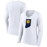 Indiana Pacers Women's Alternate Logo V-Neck Long Sleeve T-Shirt White