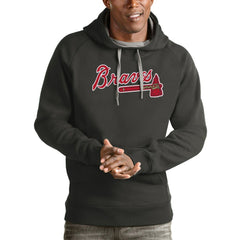 Atlanta Braves Antigua Victory Pullover Team Logo Hoodie - Charcoal Hoodies
