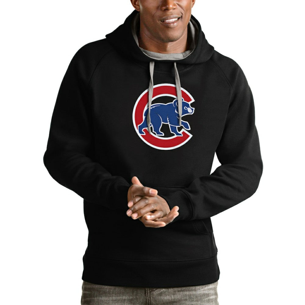 Chicago Cubs Antigua Victory Pullover Team Logo Hoodie - Black Hoodies