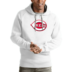 Cincinnati Reds Antigua Victory Pullover Team Logo Hoodie - White Hoodies