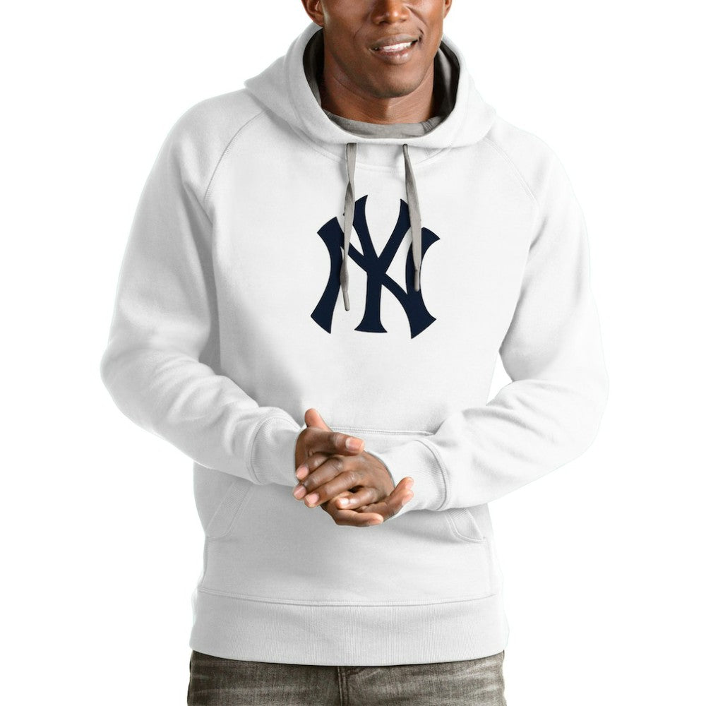 New York Yankees Antigua Victory Pullover Team Logo Hoodie - White Hoodies