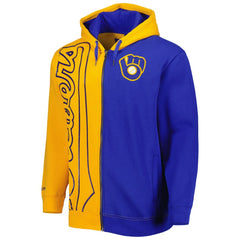 Milwaukee Brewers Mitchell & Ness Fleece Full-Zip Hoodie - Gold/Royal Hoodies