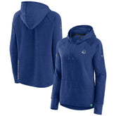 Vancouver Canucks Fanatics Women's Authentic Pro Pullover Hoodie - Heather Blue | US 5102232