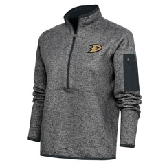 Anaheim Ducks Antigua Women's Team Logo Fortune Quarter-Zip Jacket - Heather Charcoal | US 5104378
