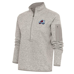 Colorado Avalanche Antigua Women's Team Logo Fortune Quarter-Zip Jacket - Oatmeal | US 5104412
