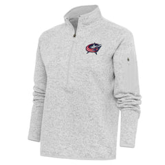 Columbus Blue Jackets Antigua Women's Team Logo Fortune Quarter-Zip Jacket - Heather Gray | US 5104414
