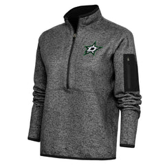 Dallas Stars Antigua Women's Team Logo Fortune Quarter-Zip Jacket - Heather Black | US 5104417