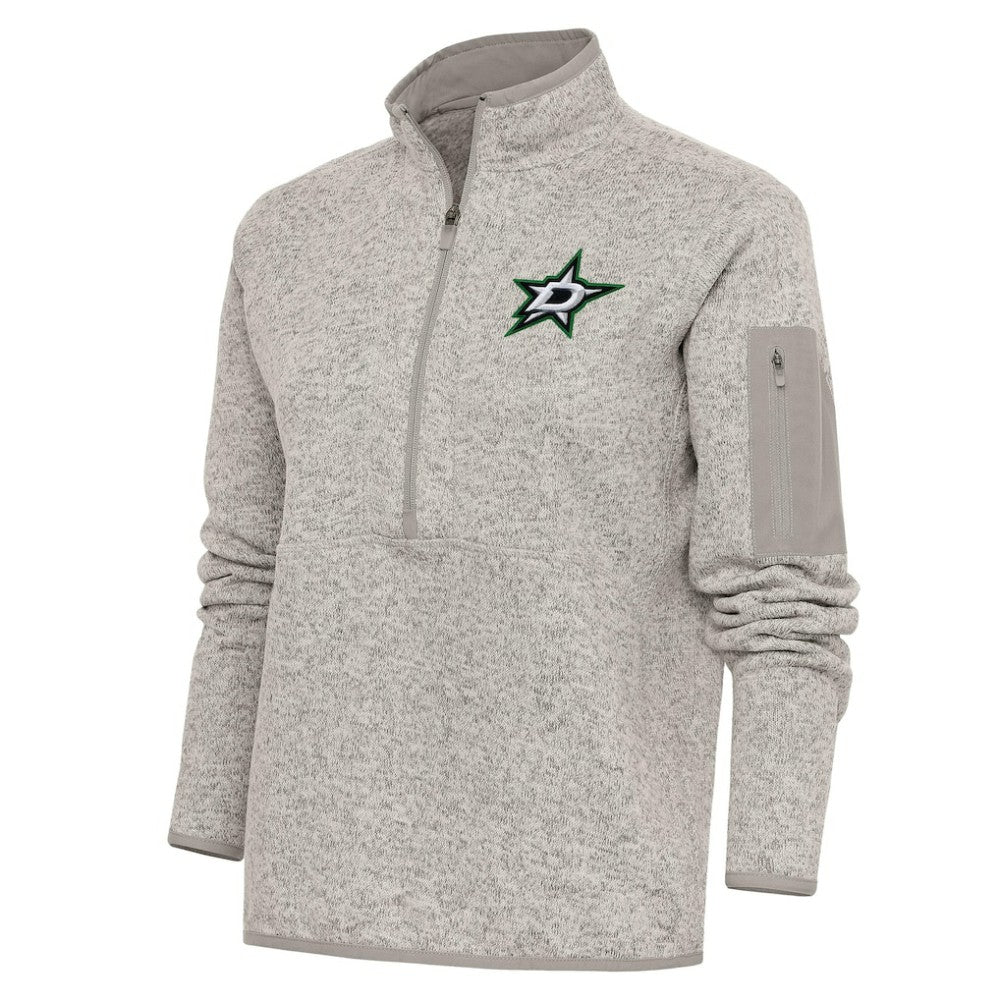 Dallas Stars Antigua Women's Team Logo Fortune Quarter-Zip Jacket - Oatmeal | US 5104420