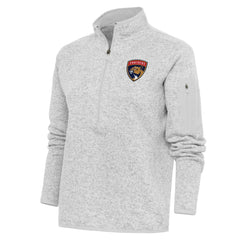 Florida Panthers Antigua Women's Team Logo Fortune Quarter-Zip Jacket - Heather Gray | US 5104430