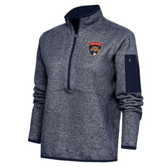 Florida Panthers Antigua Women's Team Logo Fortune Quarter-Zip Jacket - Heather Navy | US 5104431