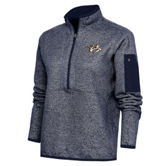 Nashville Predators Antigua Women's Team Logo Fortune Quarter-Zip Jacket - Heather Navy | US 5104446
