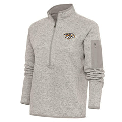 Nashville Predators Antigua Women's Team Logo Fortune Quarter-Zip Jacket - Oatmeal | US 5104447