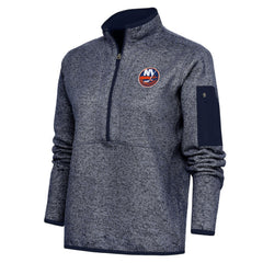 New York Islanders Antigua Women's Team Logo Fortune Quarter-Zip Jacket - Heather Navy | US 5104454