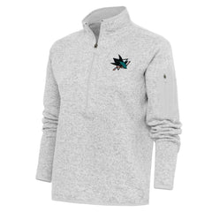 San Jose Sharks Antigua Women's Team Logo Fortune Quarter-Zip Jacket - Heather Gray | US 5104474