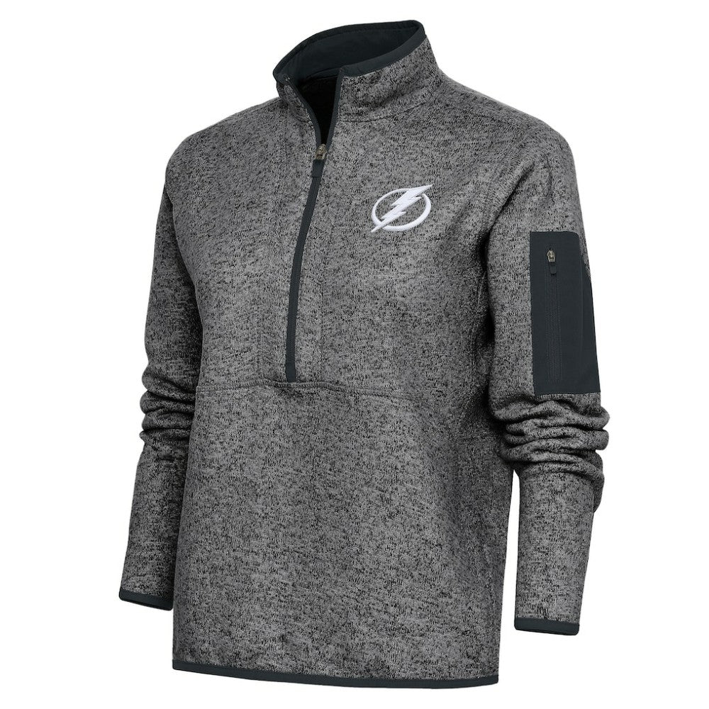 Tampa Bay Lightning Antigua Women's Team Logo Fortune Quarter-Zip Jacket - Heather Charcoal | US 5104484