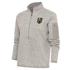 Vegas Golden Knights Antigua Women's Team Logo Fortune Quarter-Zip Jacket - Oatmeal | US 5104499