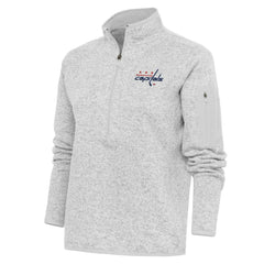 Washington Capitals Antigua Women's Team Logo Fortune Quarter-Zip Jacket - Heather Gray | US 5104501