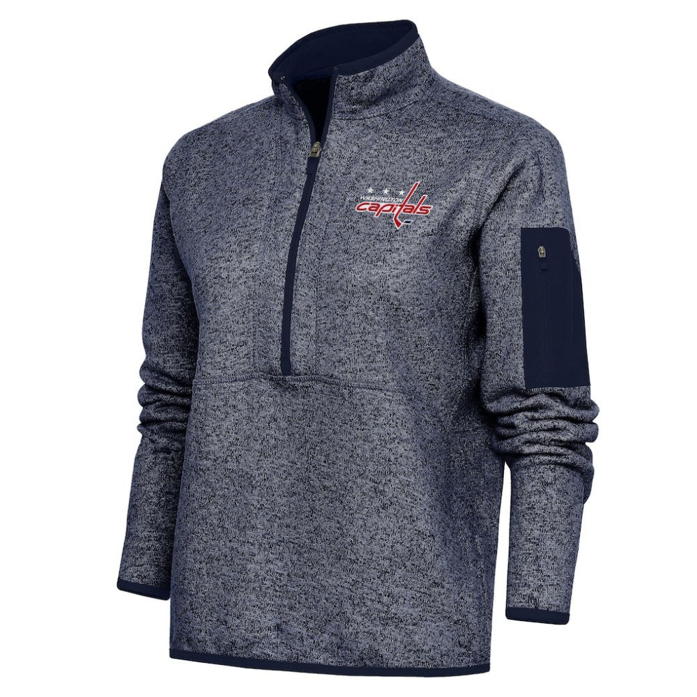 Washington Capitals Antigua Women's Team Logo Fortune Quarter-Zip Jacket - Heather Navy | US 5104502