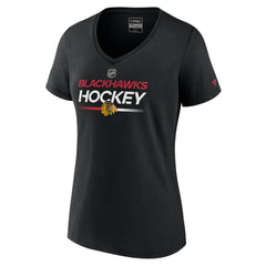 Chicago Blackhawks Fanatics Women's Authentic Pro V-Neck T-Shirt - Black | US 5105355