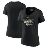 Boston Bruins Fanatics Women's Authentic Pro V-Neck T-Shirt - Black | US 5105363