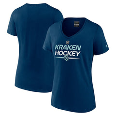 Seattle Kraken Fanatics Women's Authentic Pro V-Neck T-Shirt - Deep Sea Blue | US 5105420