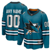 San Jose Sharks Fanatics Home Breakaway Custom Jersey - Teal | US 5111272