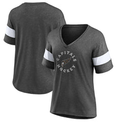 Washington Capitals Fanatics Women's Special Edition 2.0 Ring The Alarm V-Neck T-Shirt - Heather Charcoal | US 5114318