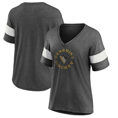 Pittsburgh Penguins Fanatics Women's Special Edition 2.0 Ring The Alarm V-Neck T-Shirt - Heather Charcoal | US 5114324