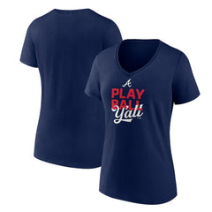 Atlanta Braves Women's Play Ball V-Neck T-Shirt - Navy T-shirts