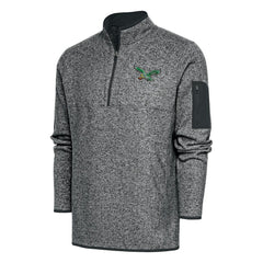 Philadelphia Eagles Antigua Throwback Fortune Quarter-Zip Pullover Jacket - Heather Charcoal Pullover