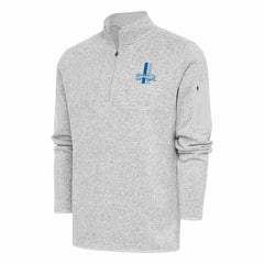 Detroit Lions Antigua Throwback Fortune Quarter-Zip Pullover Jacket - Heather Gray Pullover
