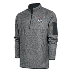 New England Patriots Antigua Throwback Fortune Quarter-Zip Pullover Jacket - Heather Charcoal Pullover