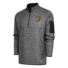 Baltimore Ravens Antigua Throwback Fortune Quarter-Zip Pullover Jacket - Heather Black Pullover