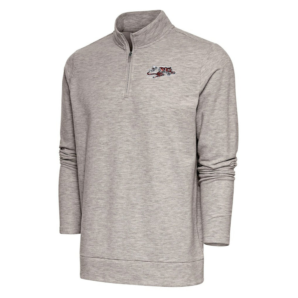 Cincinnati Bengals Antigua Team Logo Throwback Gambit Quarter-Zip Pullover Top - Oatmeal Pullover