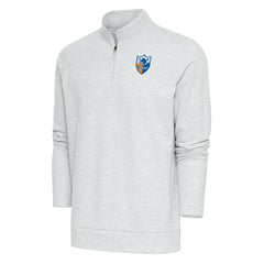 Los Angeles Chargers Antigua Team Logo Throwback Gambit Quarter-Zip Pullover Top - Heather Gray Pullover