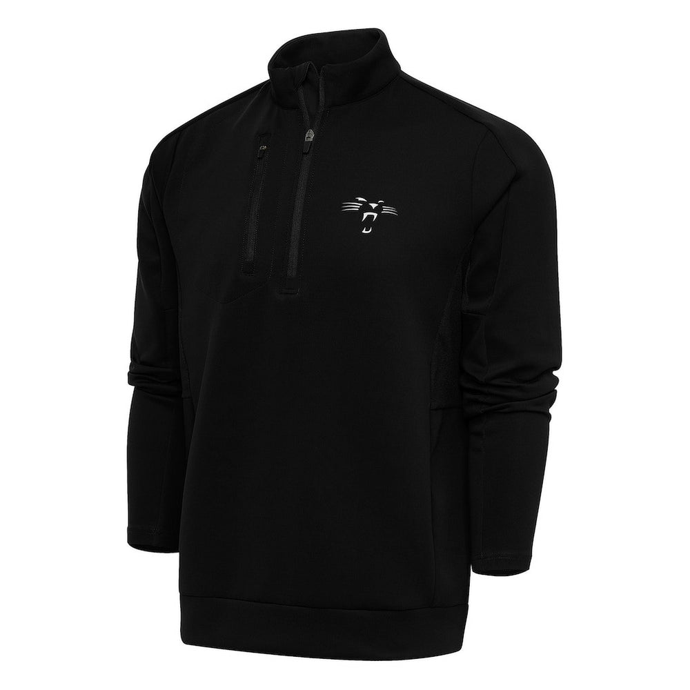 Carolina Panthers Antigua Team Logo Throwback Generation Big & Tall Quarter-Zip Pullover Top - Black Pullover