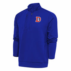 Denver Broncos Antigua Team Logo Throwback Generation Quarter-Zip Pullover Top - Royal Pullover