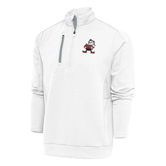 Cleveland Browns Antigua Team Logo Throwback Generation Quarter-Zip Pullover Top - White Pullover