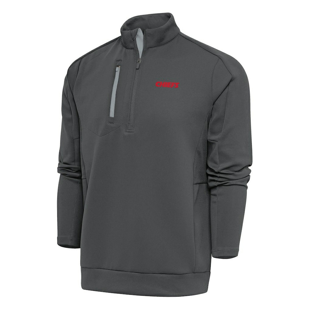Kansas City Chiefs Antigua Team Logo Throwback Generation Quarter-Zip Pullover Top - Charcoal Pullover