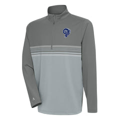 Los Angeles Rams Antigua Team Logo Throwback Pace Quarter-Zip Pullover Top - Steel Pullover