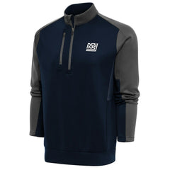 New York Giants Antigua Team Logo Throwback Team Quarter-Zip Pullover Top - Navy/Charcoal Pullover