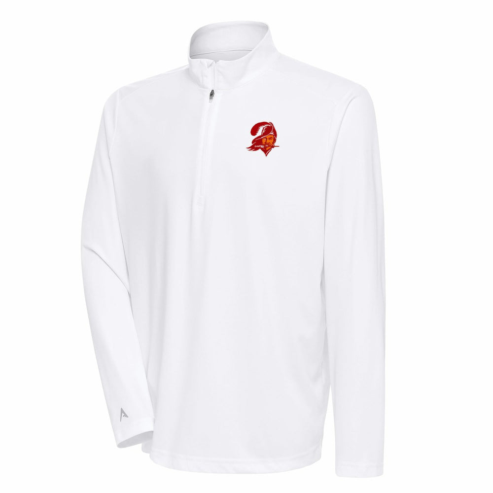 Tampa Bay Buccaneers Antigua Team Logo Throwback Tribute Quarter-Zip Pullover Top - White Pullover