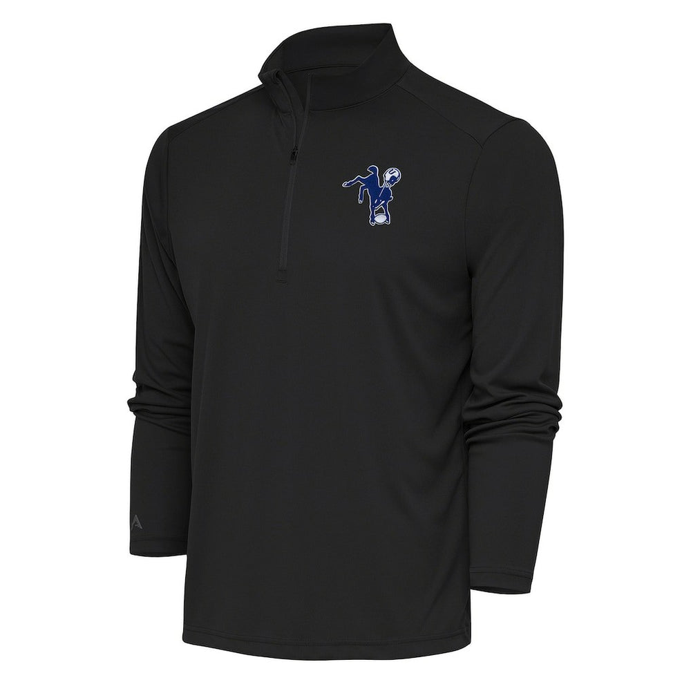 Indianapolis Colts Antigua Team Logo Throwback Tribute Quarter-Zip Pullover Top - Charcoal Pullover